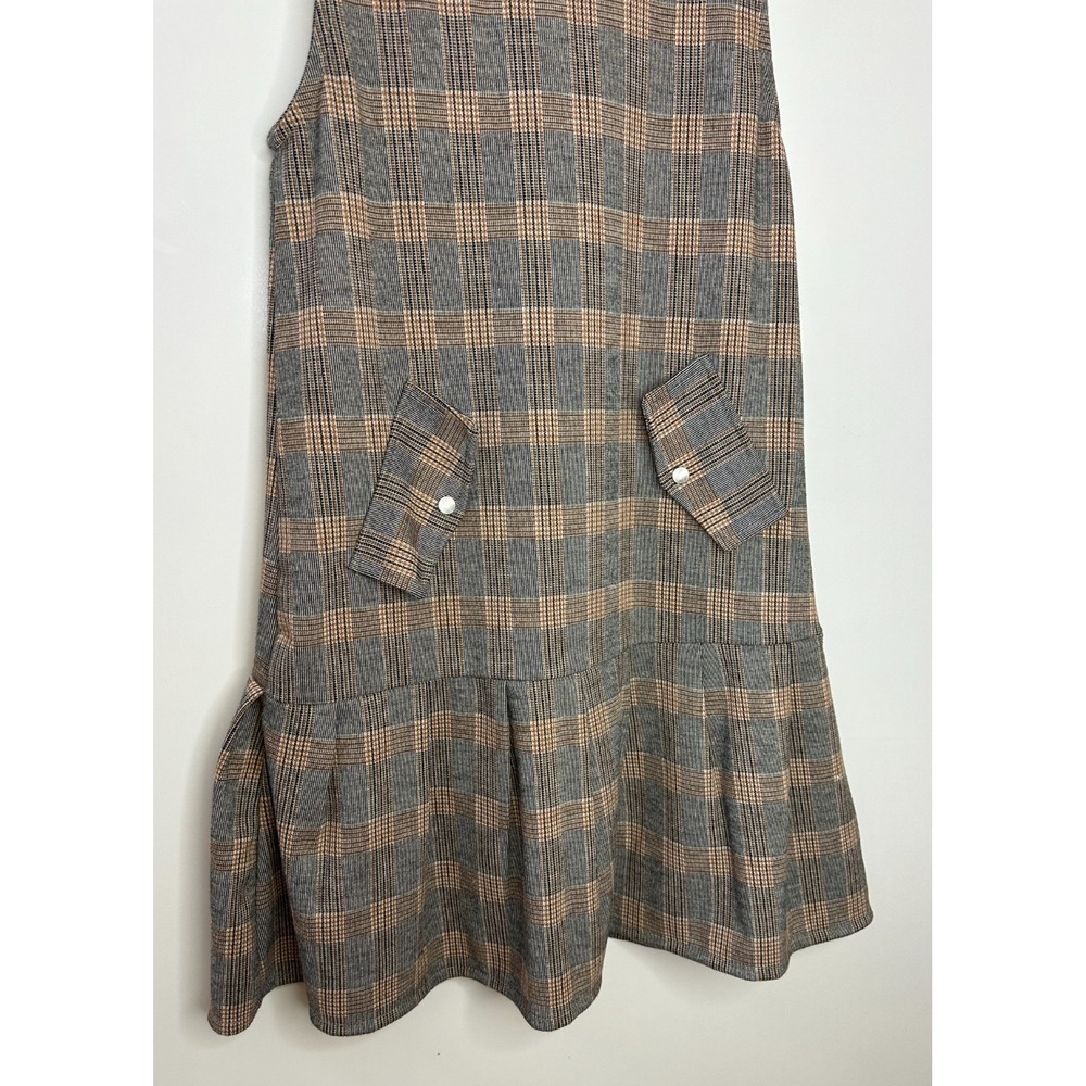 NWT Zara Kids Plaid Drop Waist Sleeveless Dress Girls 13 / 14 School Preppy - Picture 4 of 14